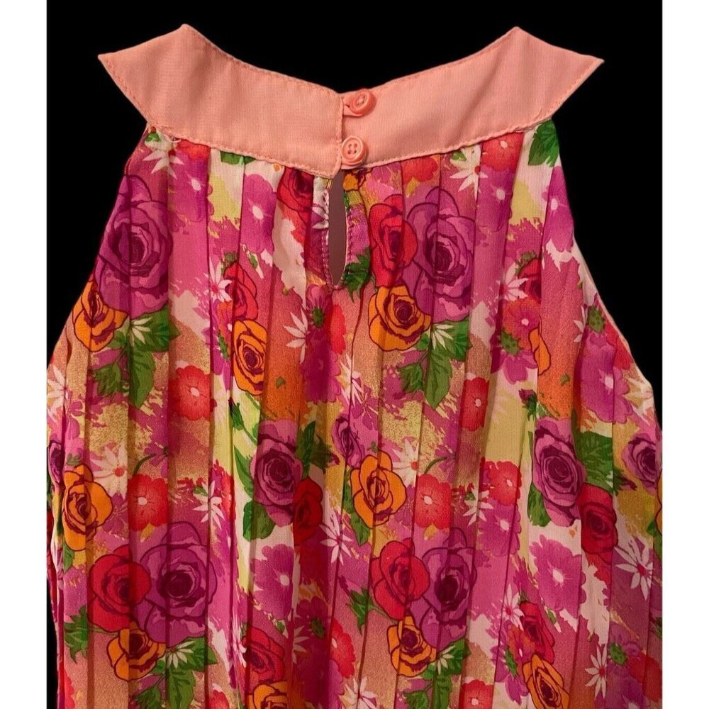 Healthtex Girls Floral Pleated Dress Size 3T Pink Lined - Picture 8 of 12